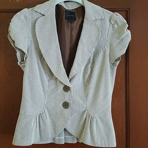 My Michelle button up brown & white stripe jacket